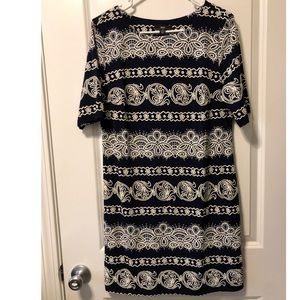 Navy blue and white dress